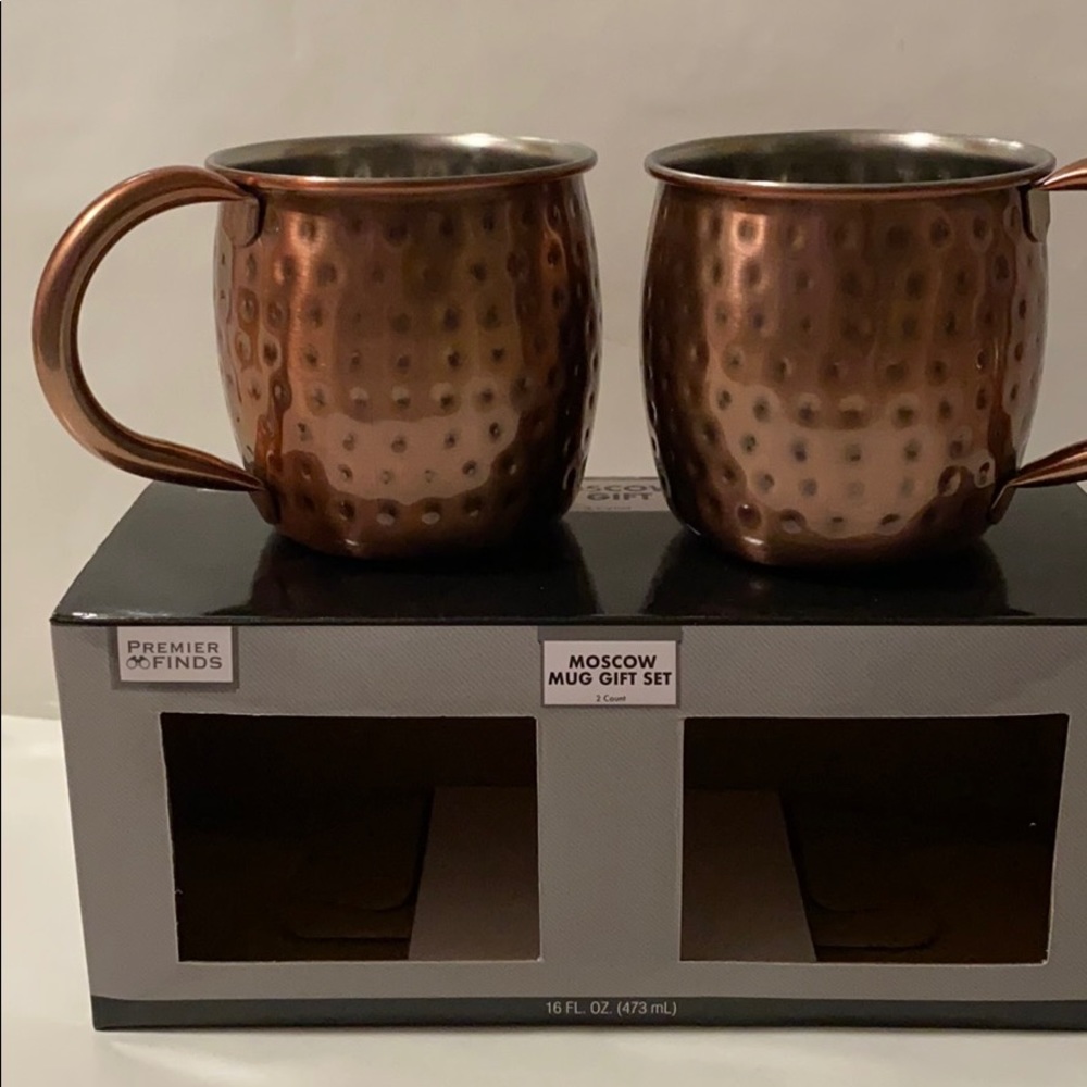 Set of 4 Hammered Copper Plated Stainless Mug 16oz